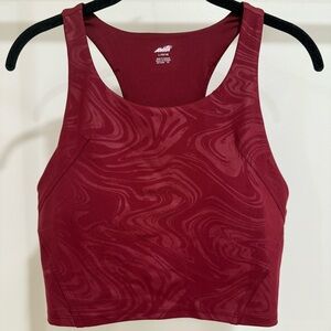Avia Women's Active Burgundy Swirl Sports Bra Top Racerback Crop Tank